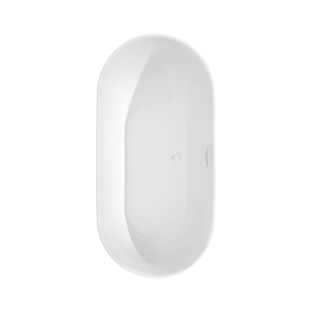 Melissa 60 inch Freestanding Bathtub in White with Shiny White Trim and Faucet in Brushed Gold