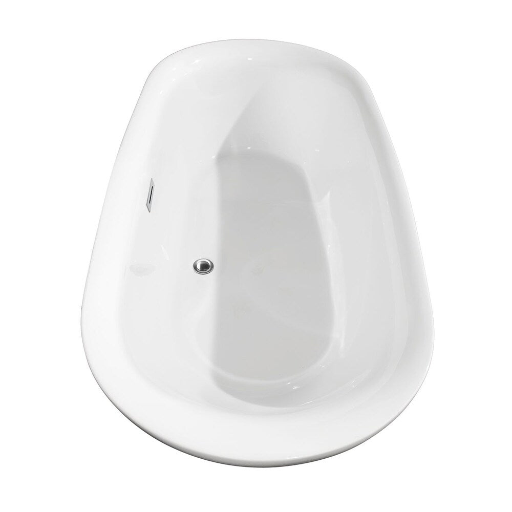 Melissa 65 inch Freestanding Bathtub in White with Polished Chrome Trim and Faucet in Matte Black