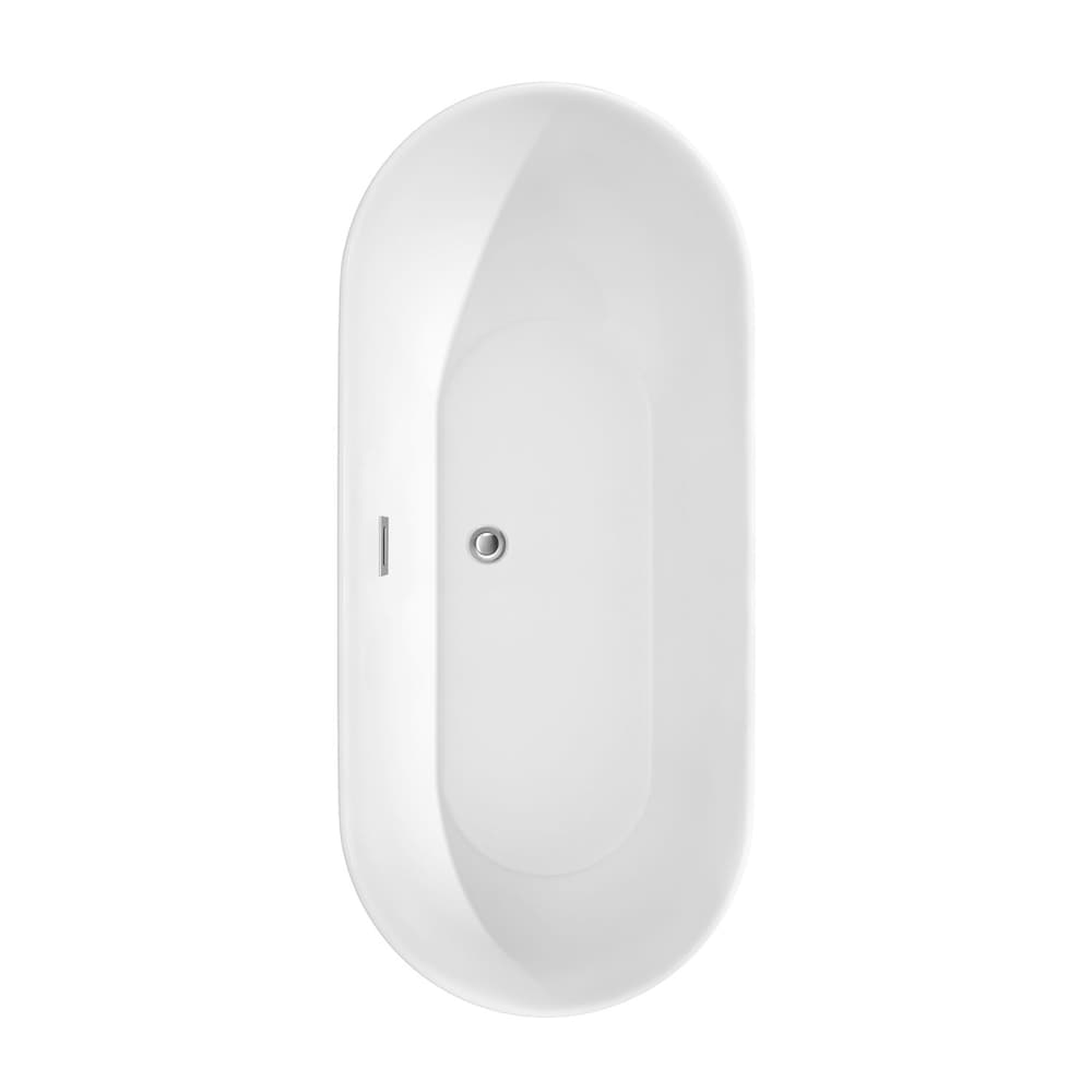 Melissa 65 inch Freestanding Bathtub in White with Polished Chrome Trim and Faucet in Matte Black