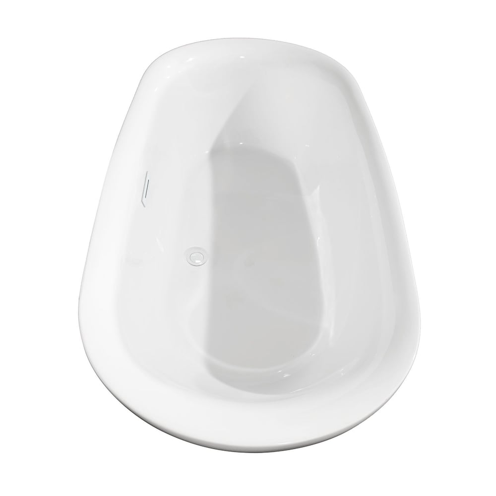 Melissa 65 inch Freestanding Bathtub in White with Shiny White Trim and Faucet in Matte Black