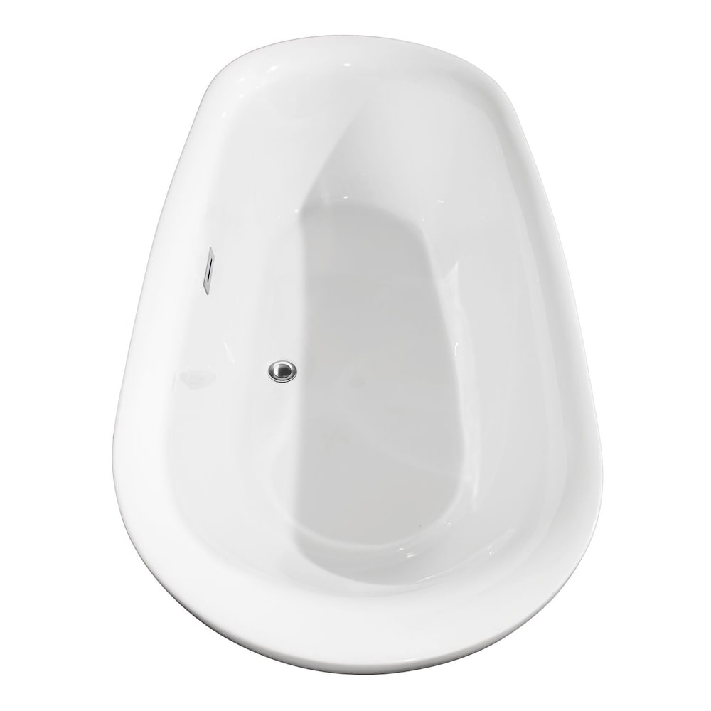 Melissa 71 inch Freestanding Bathtub in White with Polished Chrome Trim and Faucet in Matte Black