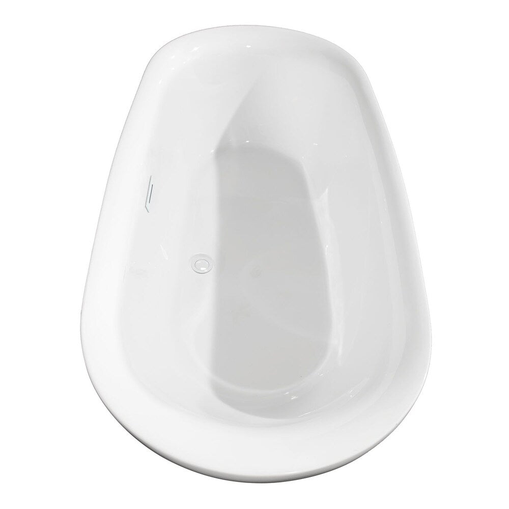 Baignoire autoportante Melissa de 71 pouces en blanc avec garniture blanche brillante et robinet en noir mat