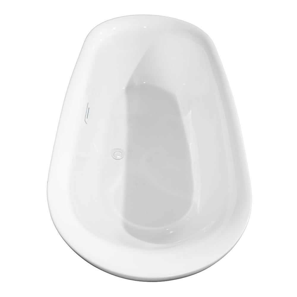 Melissa 71 inch Freestanding Bathtub in White with Shiny White Trim and Faucet in Brushed Gold