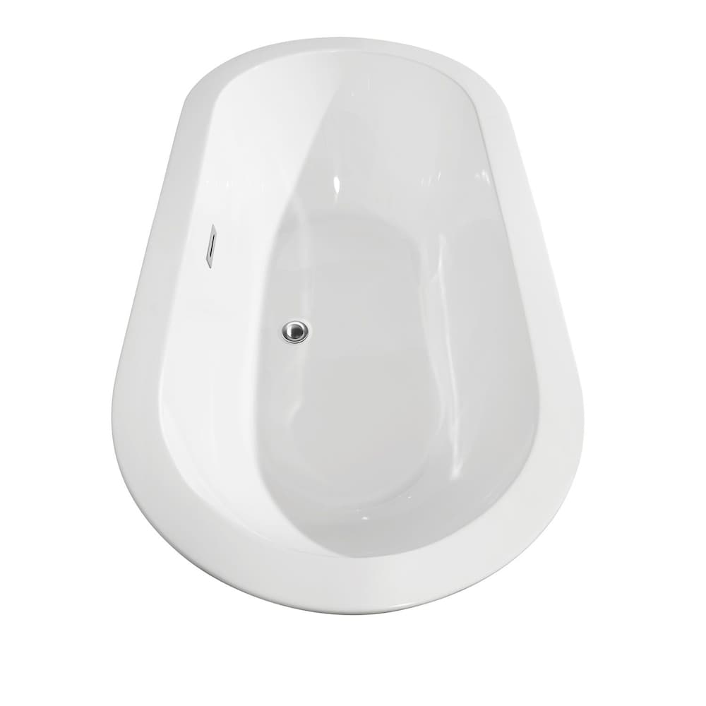 Soho 60 inch Freestanding Bathtub in White with Polished Chrome Trim and Faucet in Matte Black