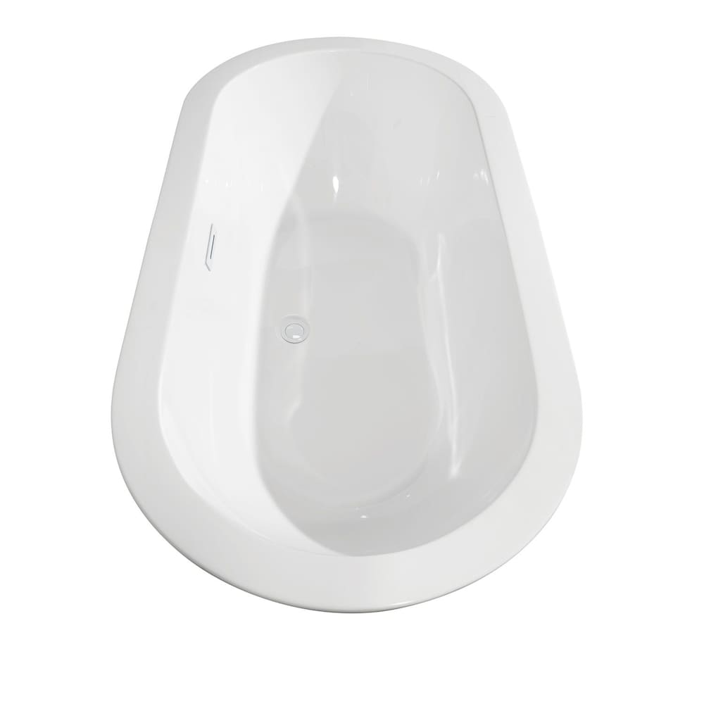 Baignoire autoportante Soho de 60 pouces en blanc avec garniture blanche brillante et robinet en or brossé