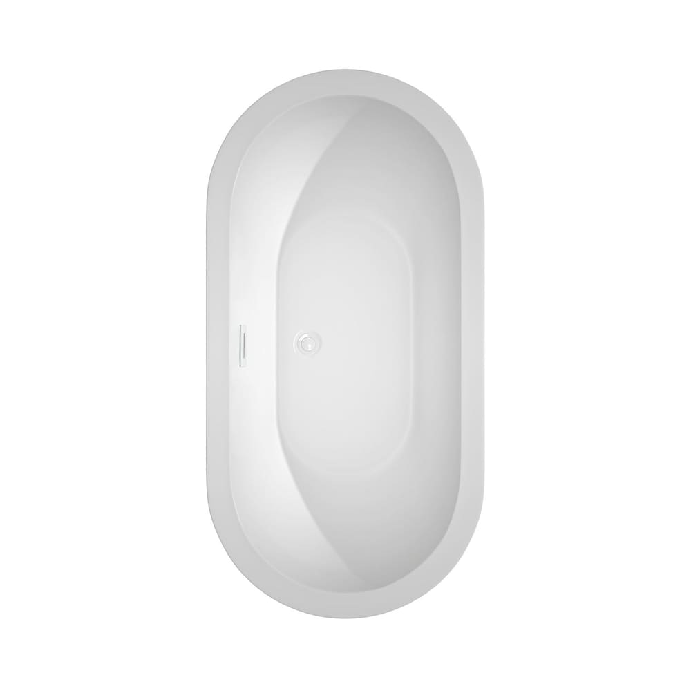 Soho 60 inch Freestanding Bathtub in White with Shiny White Trim and Faucet in Brushed Gold