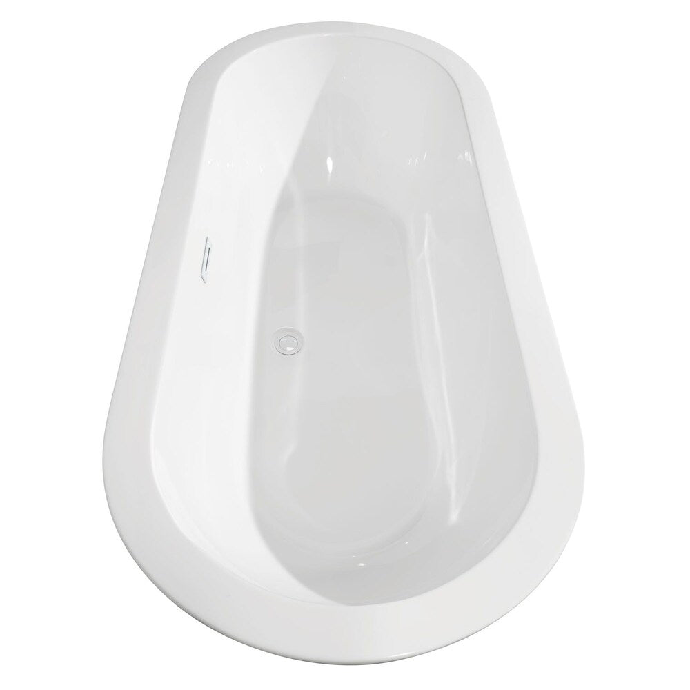 Soho 68 inch Freestanding Bathtub in White with Shiny White Trim and Faucet in Matte Black
