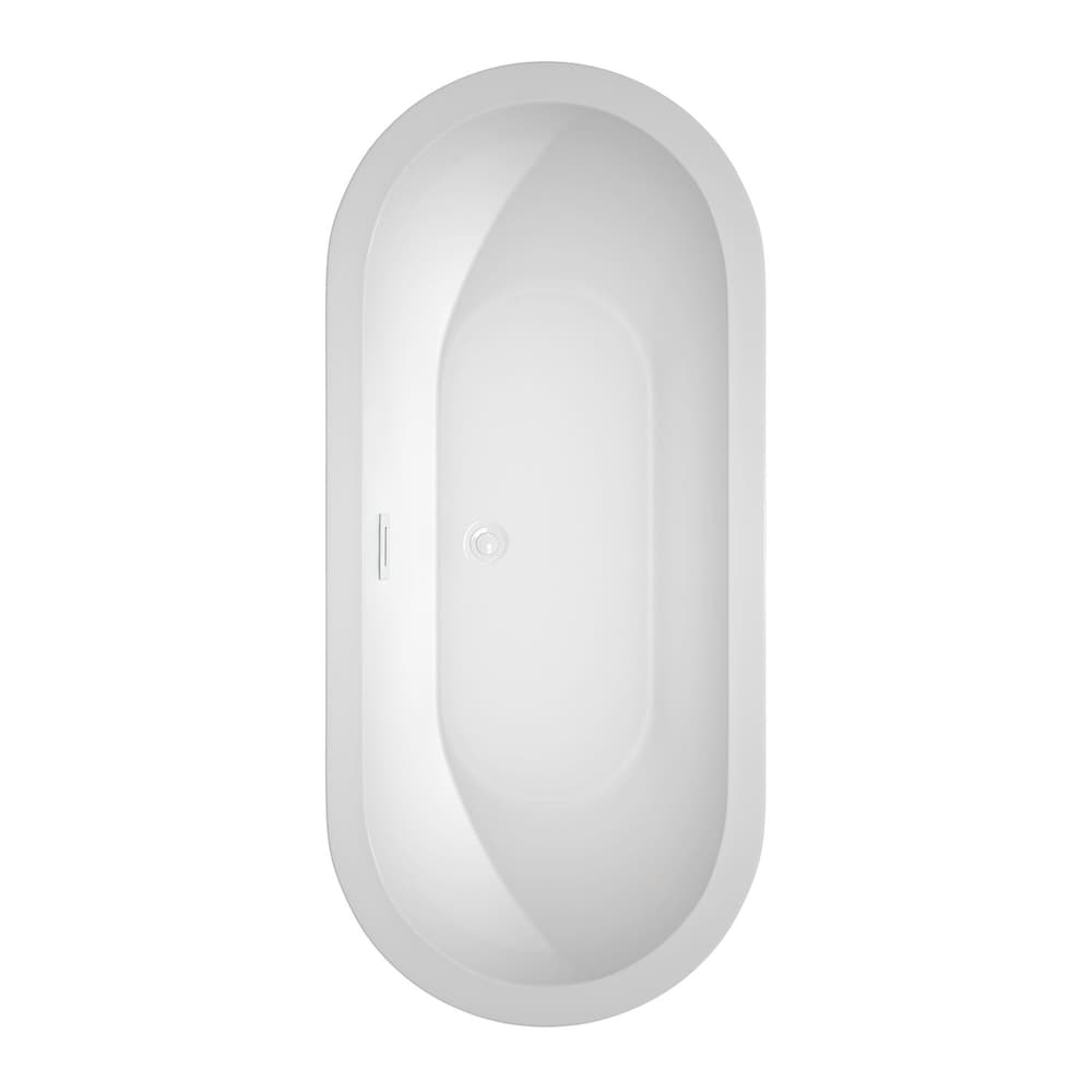 Soho 68 inch Freestanding Bathtub in White with Shiny White Trim and Faucet in Brushed Gold