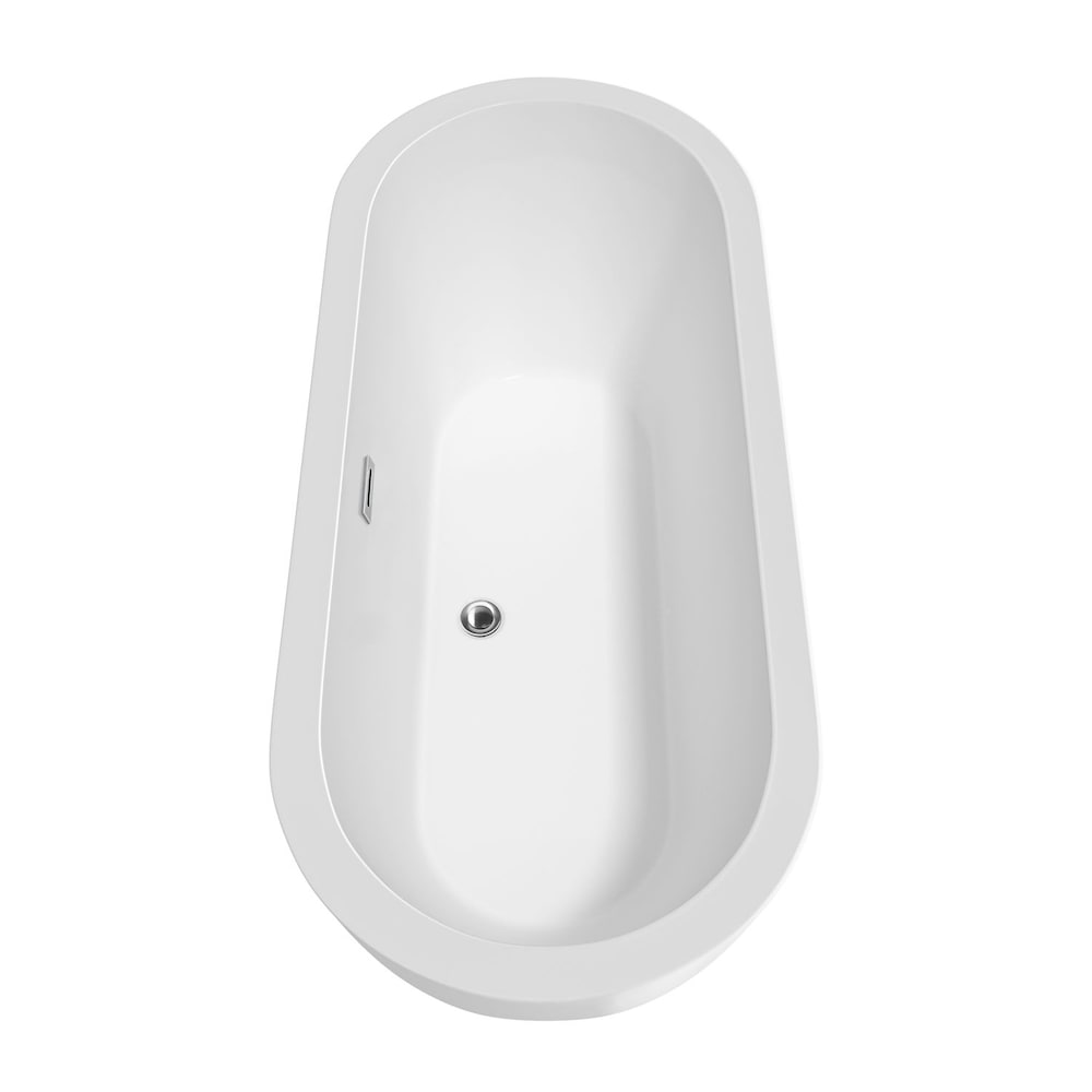 Soho 72 inch Freestanding Bathtub in White with Polished Chrome Trim and Faucet in Brushed Gold