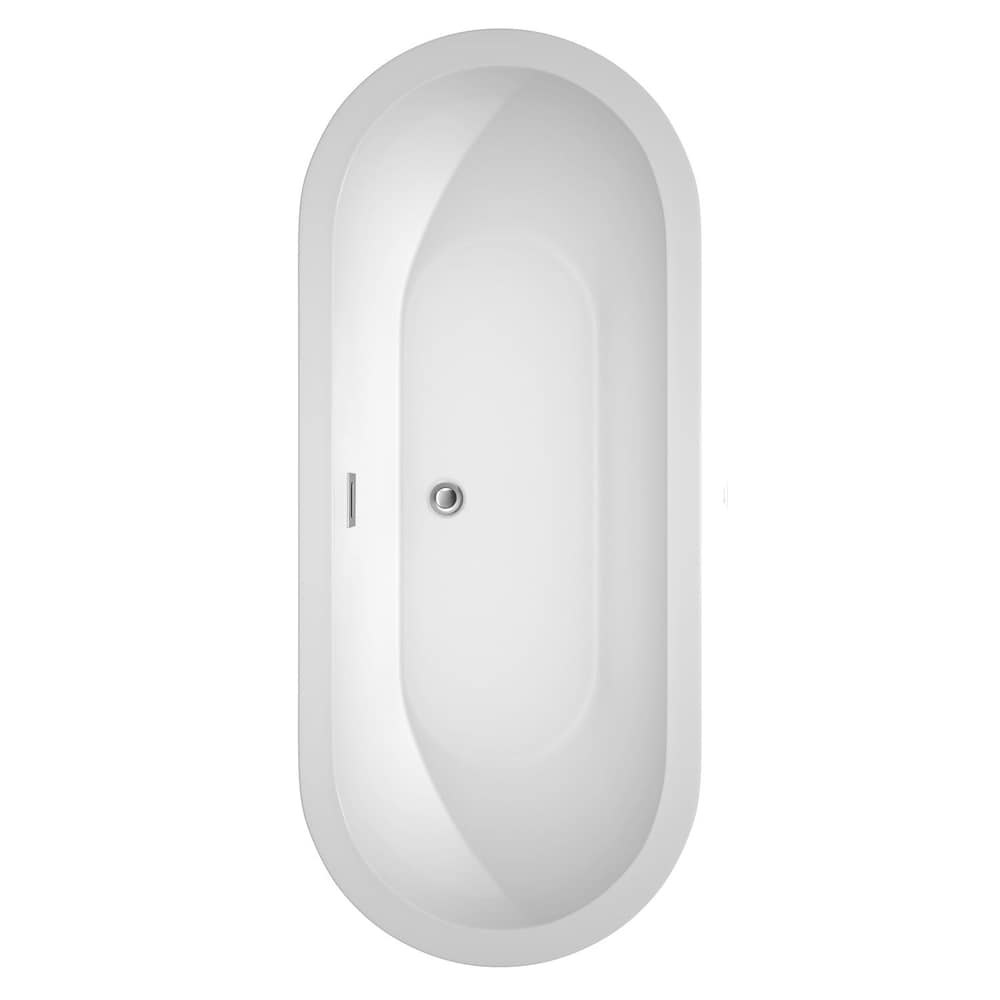 Soho 72 inch Freestanding Bathtub in White with Polished Chrome Trim and Faucet in Brushed Gold
