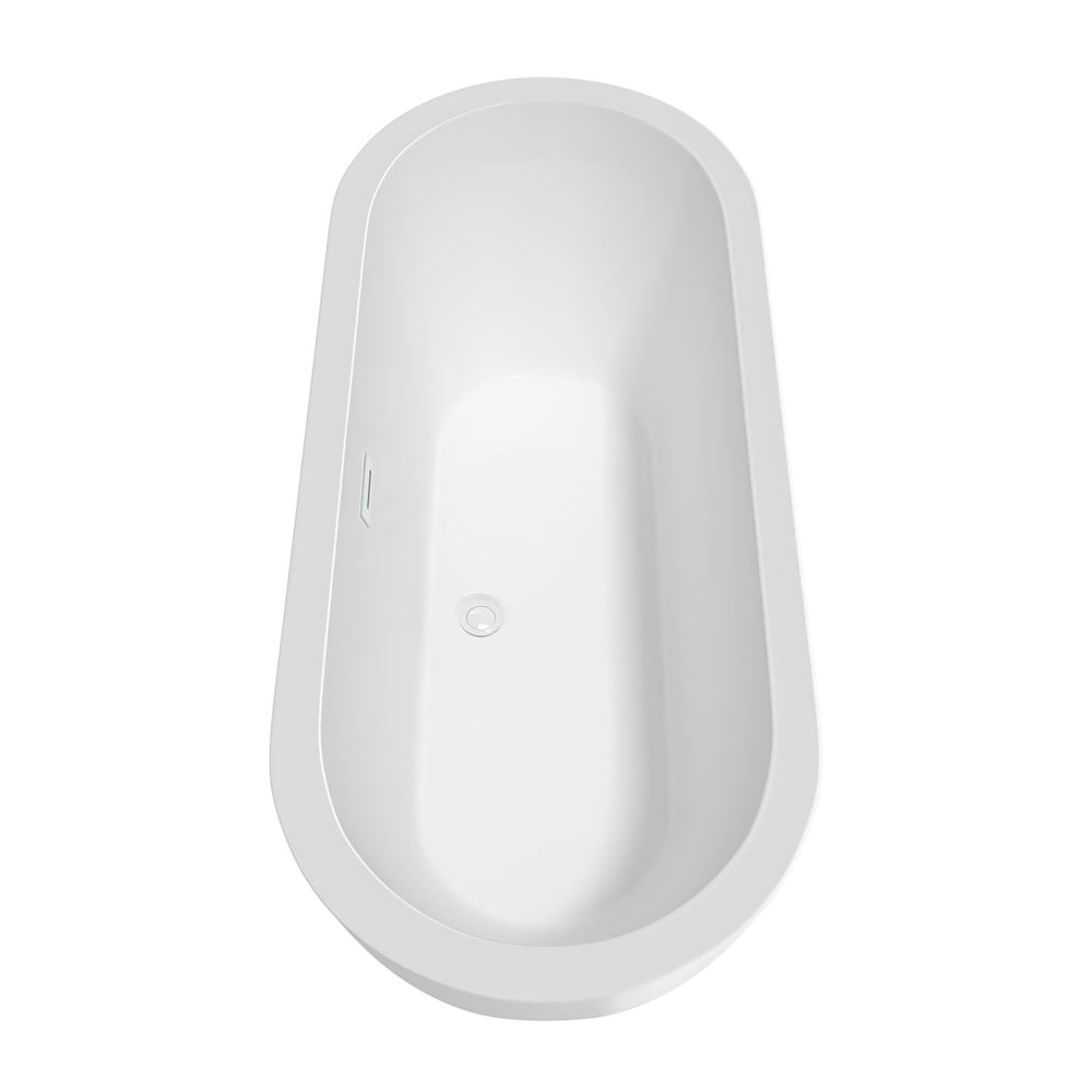 Baignoire autoportante Soho de 72 pouces en blanc avec garniture blanche brillante et robinet en or brossé