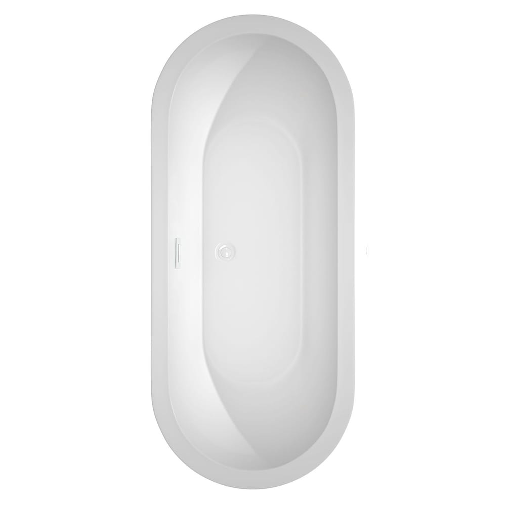Baignoire autoportante Soho de 72 pouces en blanc avec garniture blanche brillante et robinet en or brossé