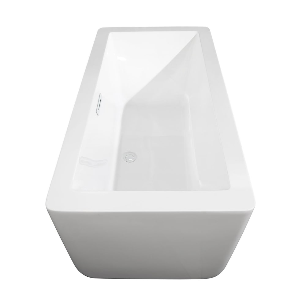 Laura 59 inch Freestanding Bathtub in White with Shiny White Trim and Faucet in Matte Black