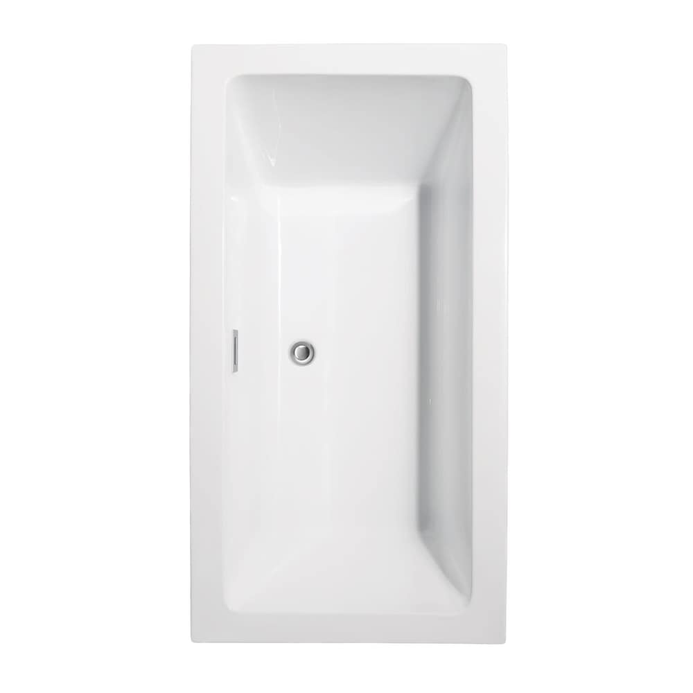 Baignoire autoportante Melody de 60 pouces en blanc avec garniture en chrome poli et robinet en or brossé