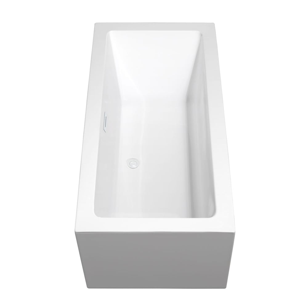 Melody 60 inch Freestanding Bathtub in White with Shiny White Trim and Faucet in Matte Black