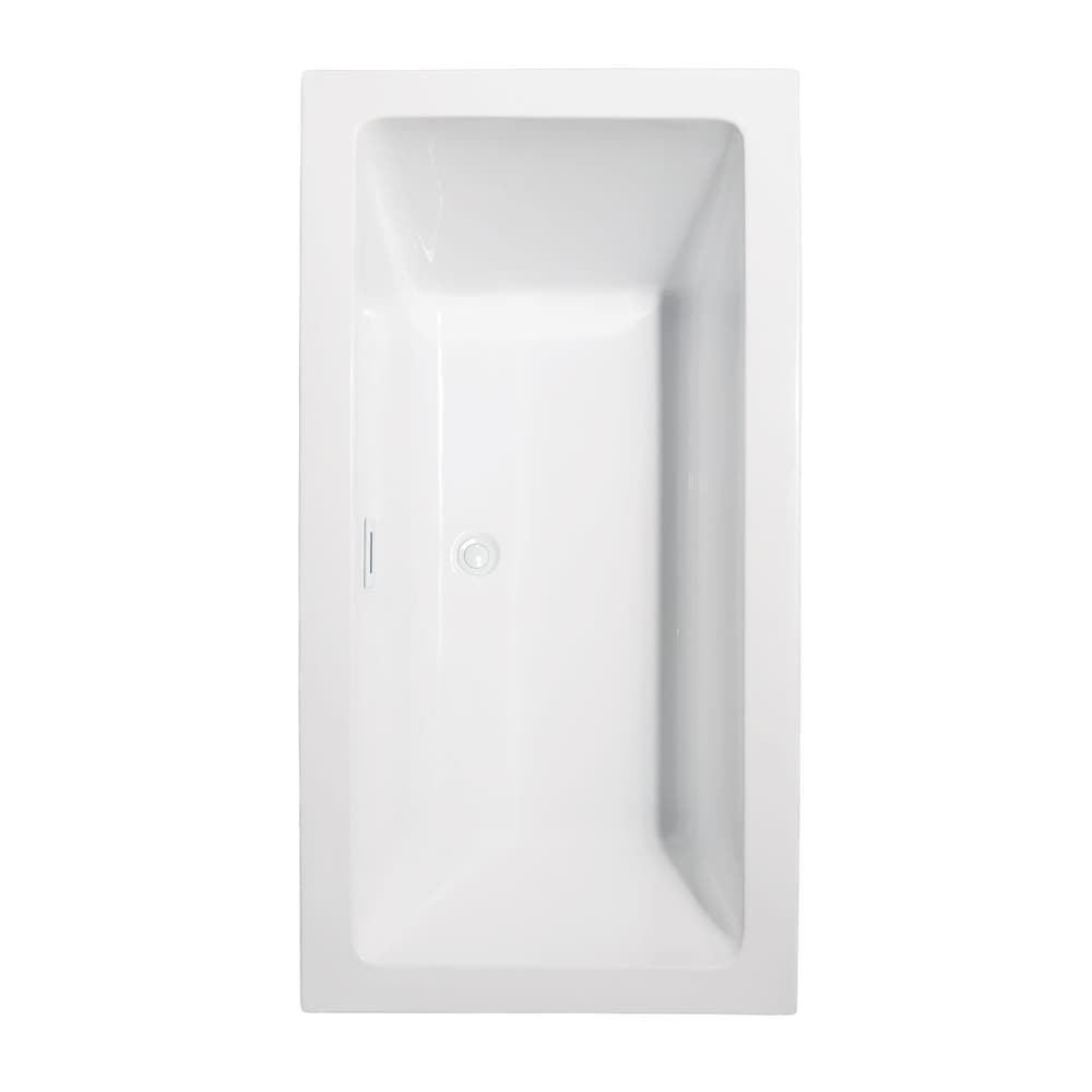 Melody 60 inch Freestanding Bathtub in White with Shiny White Trim and Faucet in Matte Black