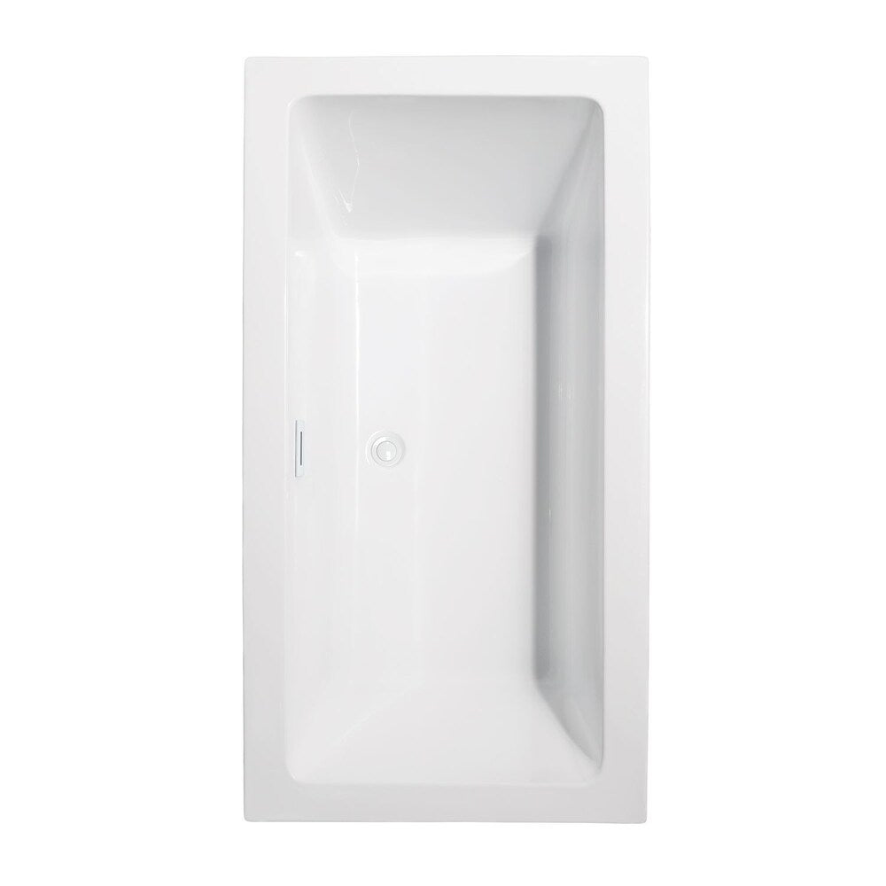 Baignoire autoportante Melody de 60 pouces en blanc avec garniture blanche brillante et robinet en or brossé