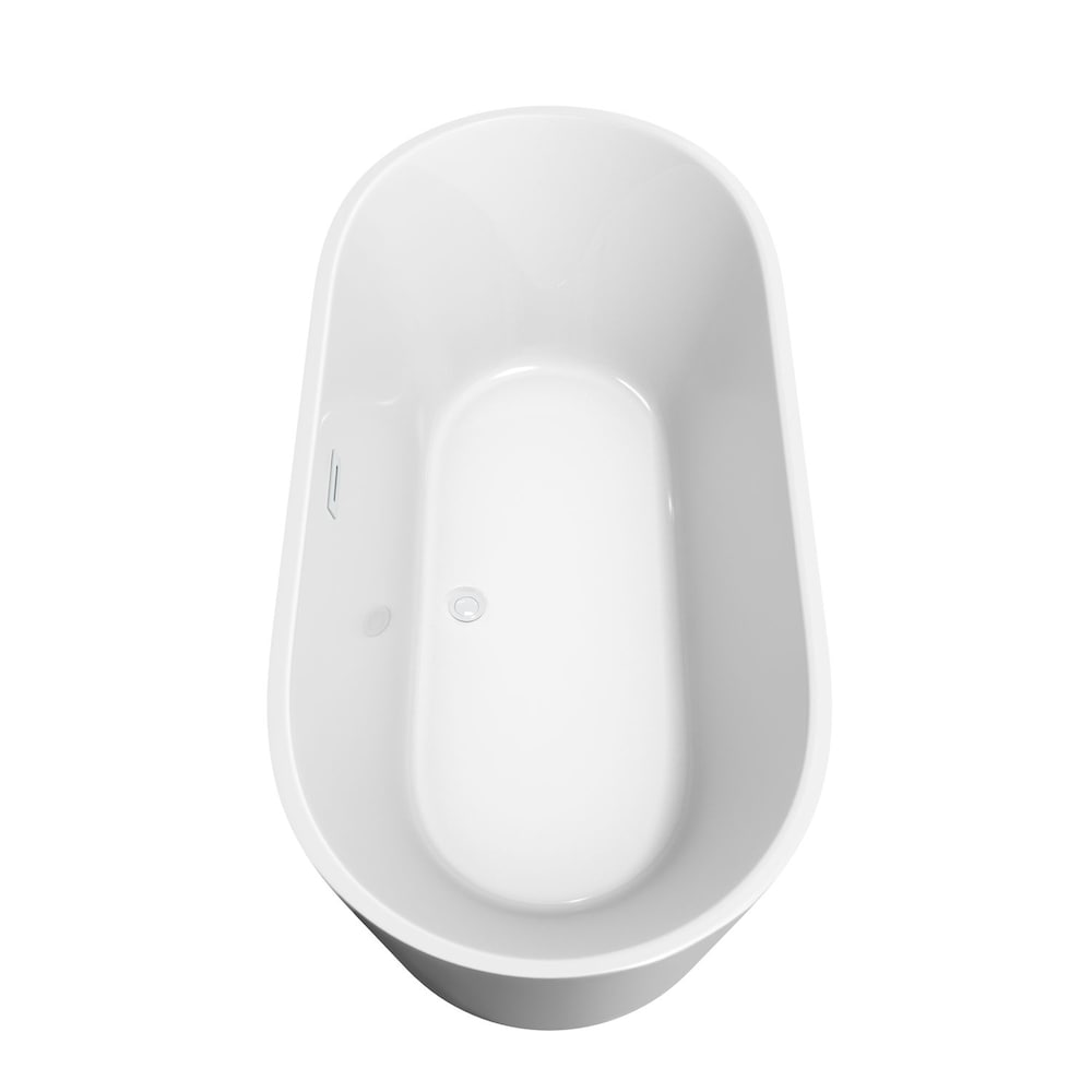 Carissa 67 inch Freestanding Bathtub in White with Shiny White Trim and Faucet in Brushed Gold