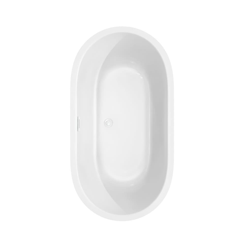 Baignoire autoportante Juliette de 60 pouces en blanc avec garniture blanche brillante et robinet en noir mat