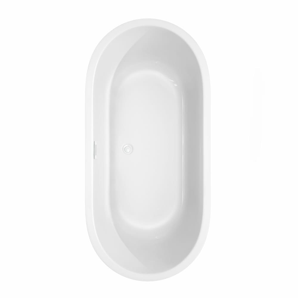 Baignoire autoportante Juliette de 67 pouces en blanc avec garniture blanche brillante et robinet en noir mat