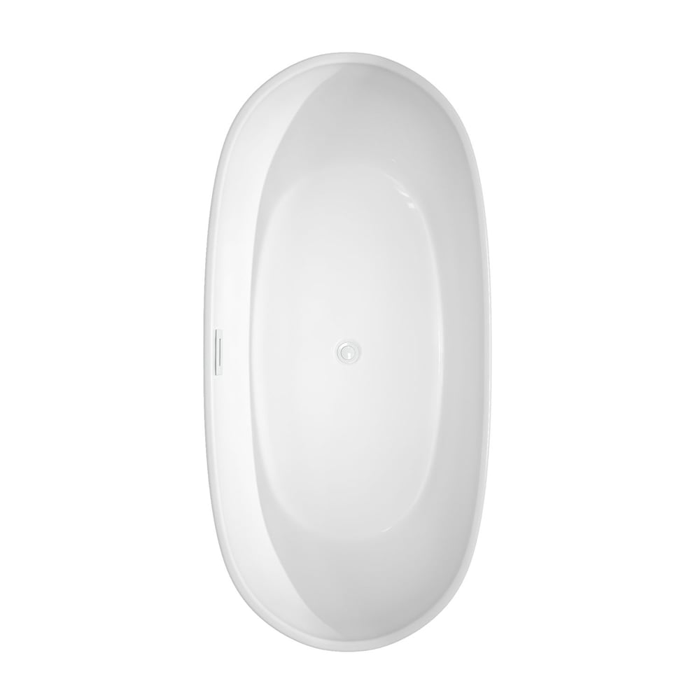 Rebecca 65 inch Freestanding Bathtub in White with Shiny White Trim and Faucet in Brushed Gold