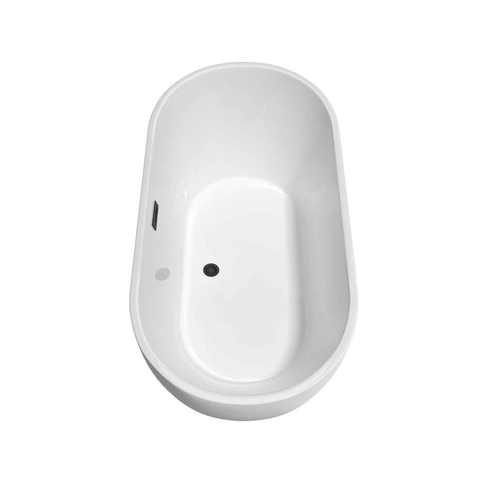 Brooklyn 60 inch Freestanding Bathtub in White with Faucet, Drain and Overflow Trim in Matte Black