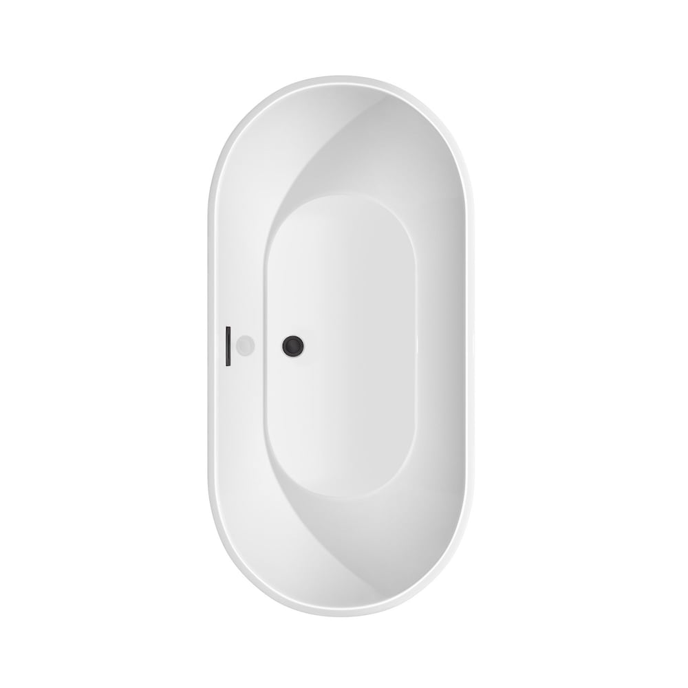 Brooklyn 60 inch Freestanding Bathtub in White with Faucet, Drain and Overflow Trim in Matte Black
