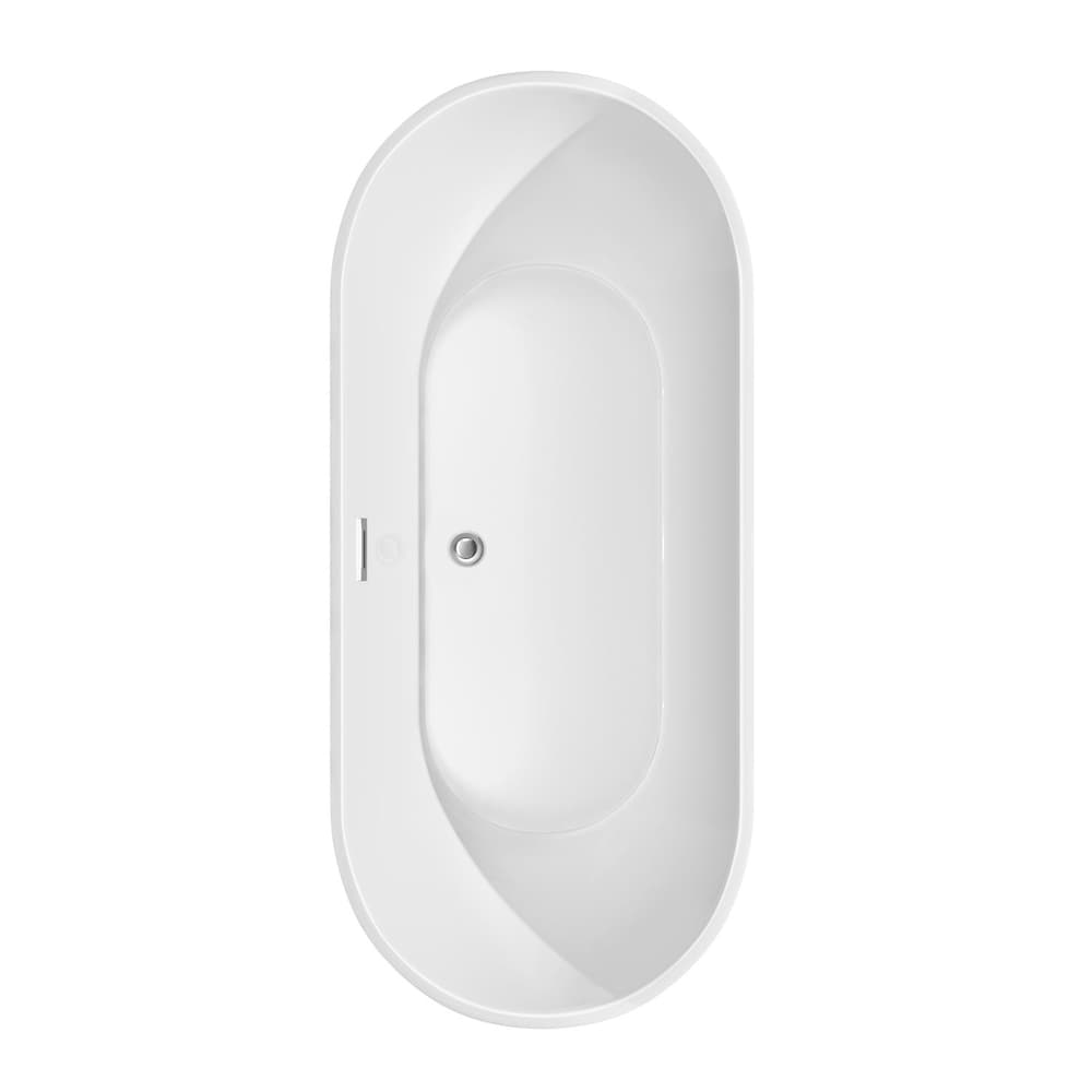 Brooklyn 67 inch Freestanding Bathtub in White with Polished Chrome Trim and Faucet in Brushed Gold