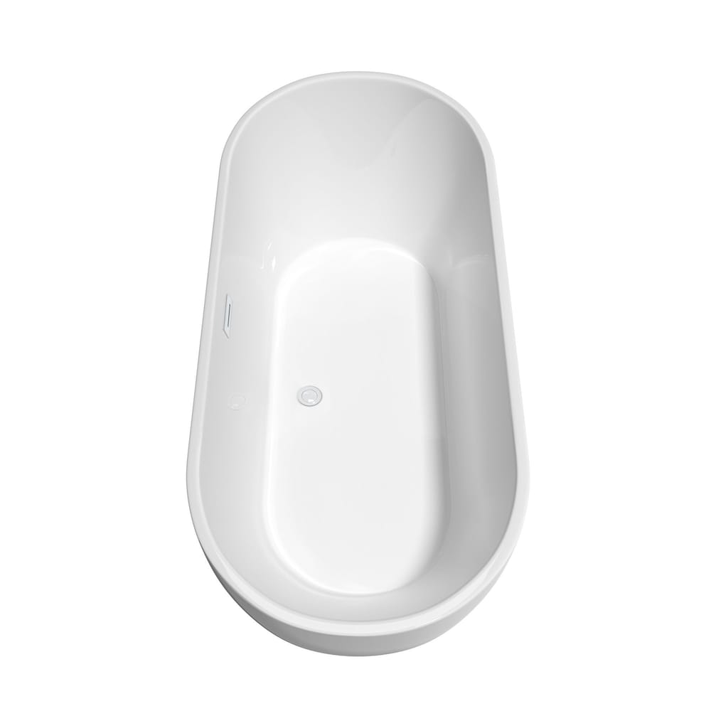 Brooklyn 67 inch Freestanding Bathtub in White with Shiny White Trim and Faucet in Brushed Gold