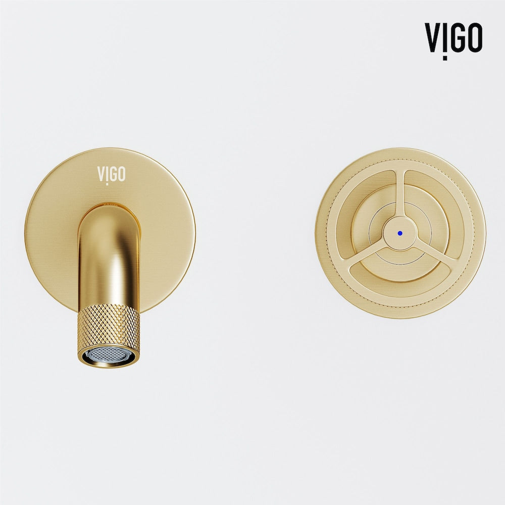 Cass 2-Handle Wall Mount Bathroom Faucet in Matte Brushed Gold