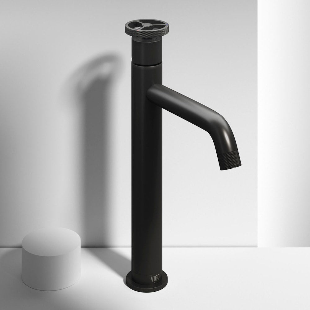 Cass Single Hole Single-Handle Vessel Bathroom Faucet in Matte Black