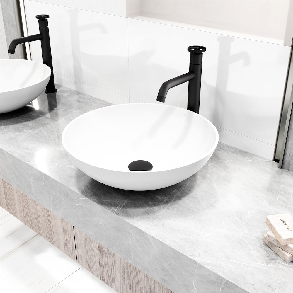 Cass Single Hole Single-Handle Vessel Bathroom Faucet in Matte Black