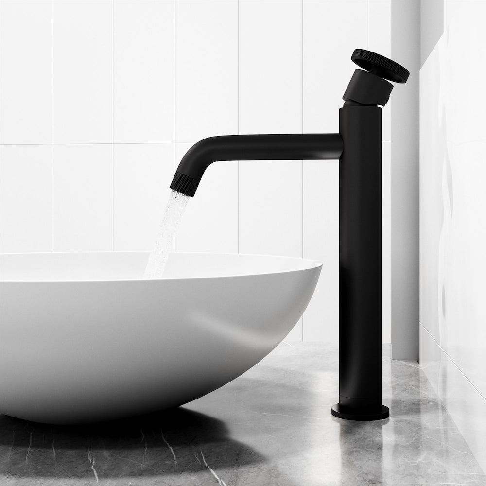 Cass Single Hole Single-Handle Vessel Bathroom Faucet in Matte Black