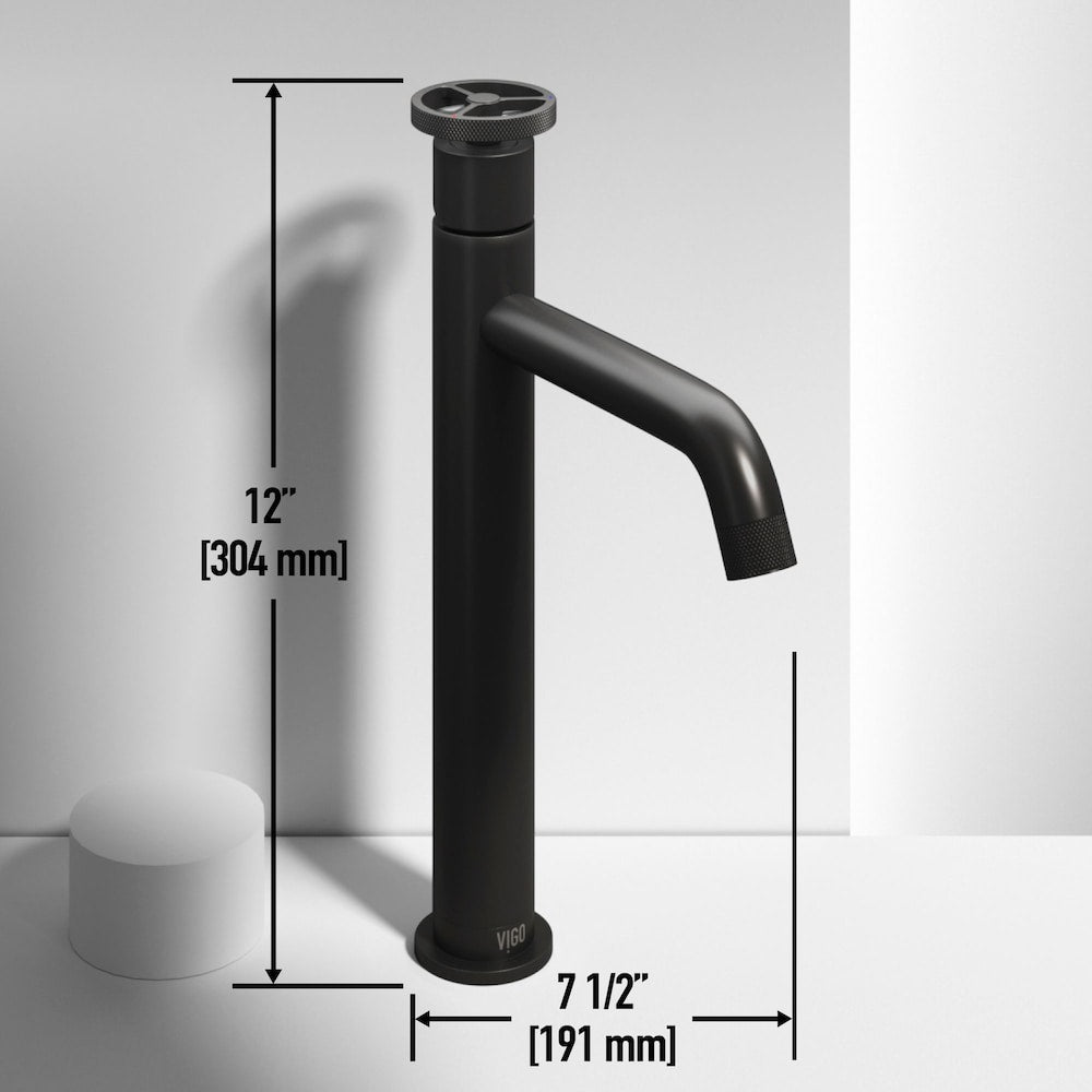 Cass Single Hole Single-Handle Vessel Bathroom Faucet in Matte Black