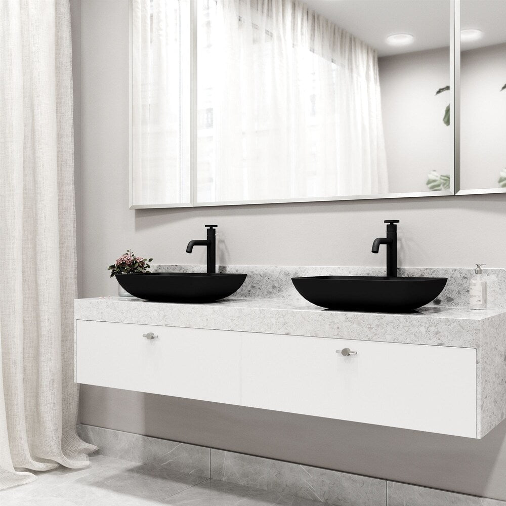Robinet de salle de bain monotrou à poignée unique Ruxton en noir mat