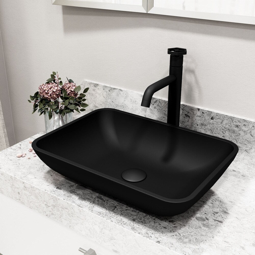 Robinet de salle de bain monotrou à poignée unique Ruxton en noir mat