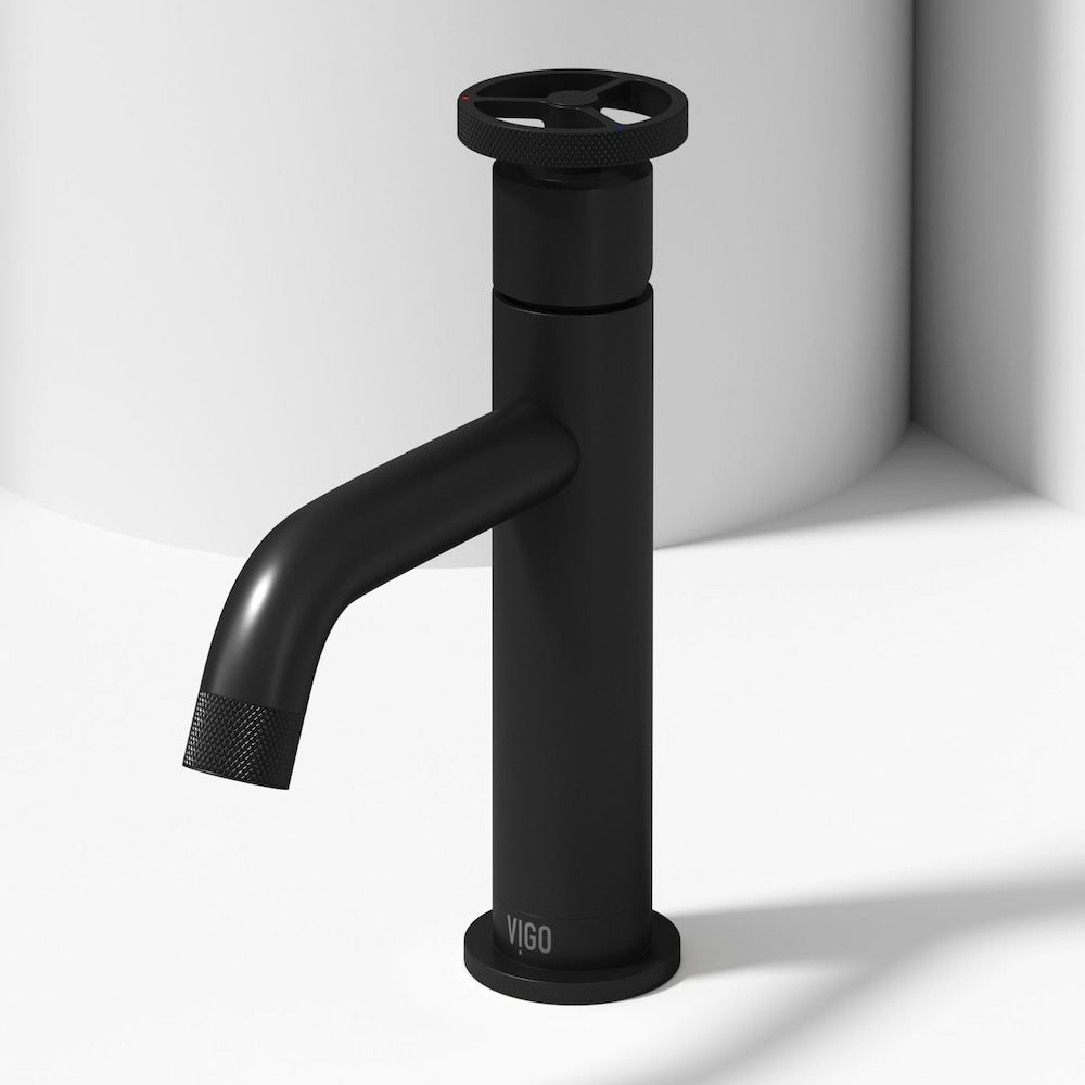 Cass Pinnacle Single Hole Single-Handle Bathroom Faucet in Matte Black