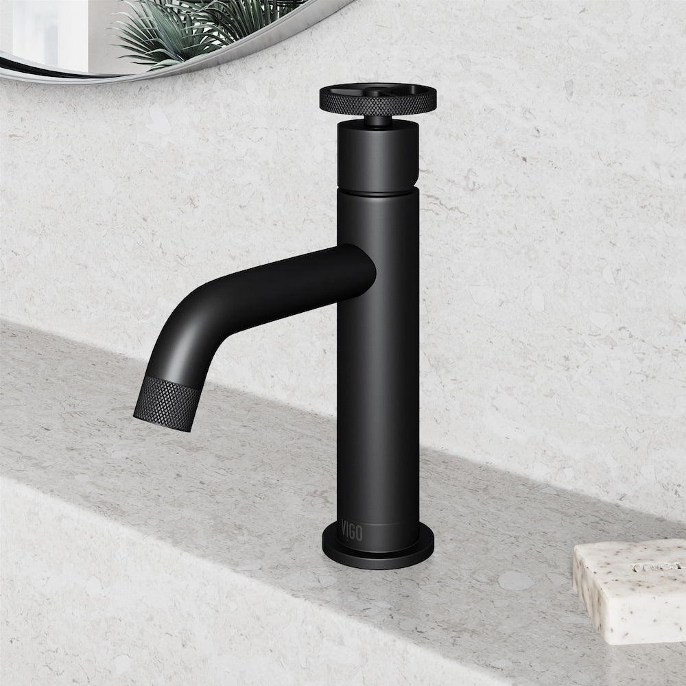 Cass Pinnacle Single Hole Single-Handle Bathroom Faucet in Matte Black