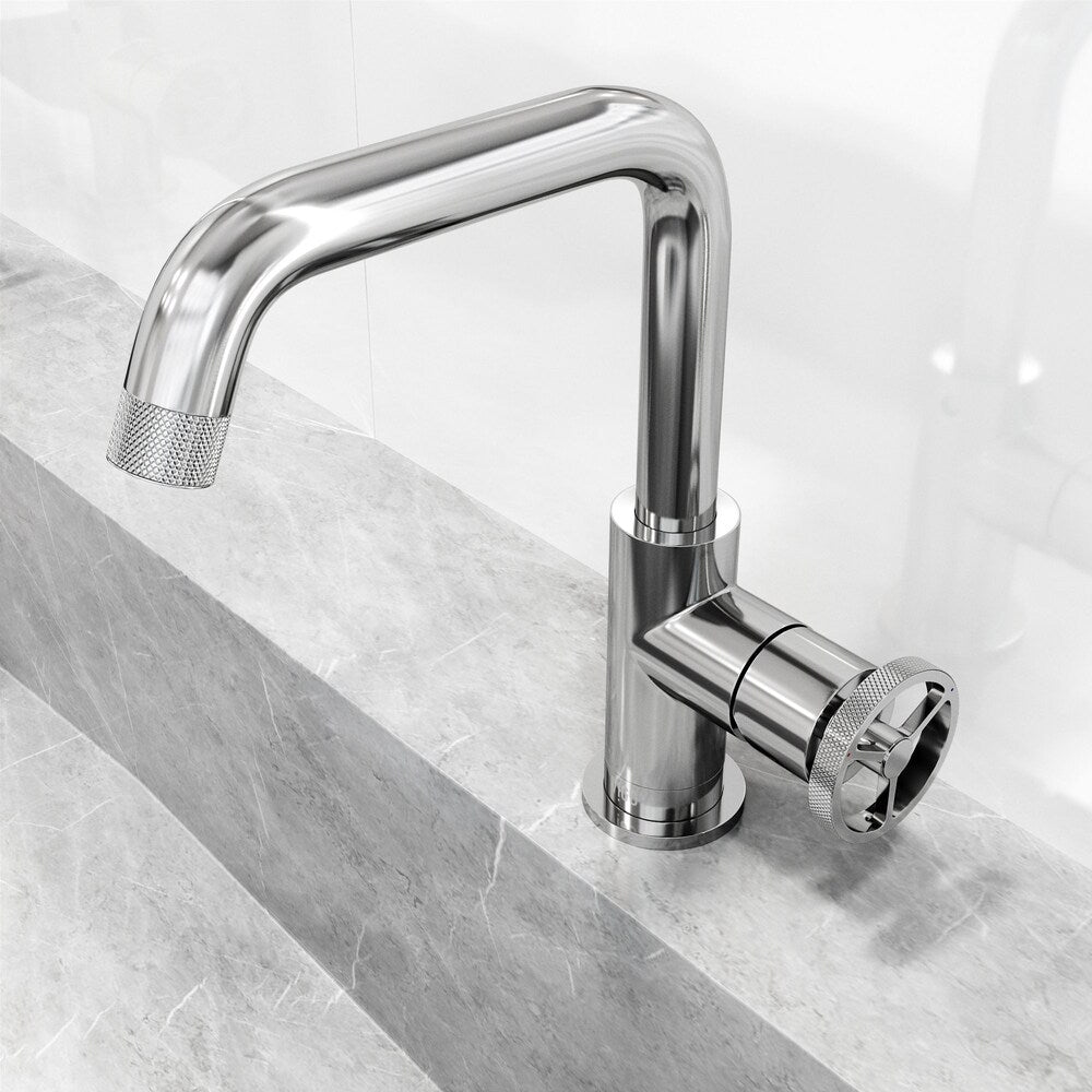Cass Oblique Single Hole Single-Handle Bathroom Faucet in Chrome