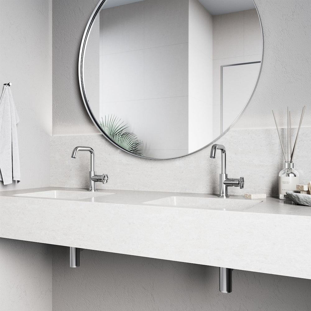 Robinet de salle de bain à poignée unique oblique à trou unique Ruxton en chrome