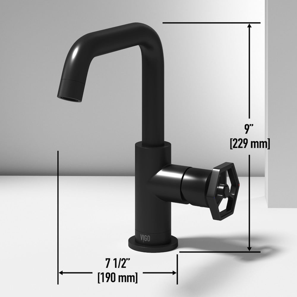 Robinet de salle de bain à poignée unique à trou unique oblique Ruxton en noir mat
