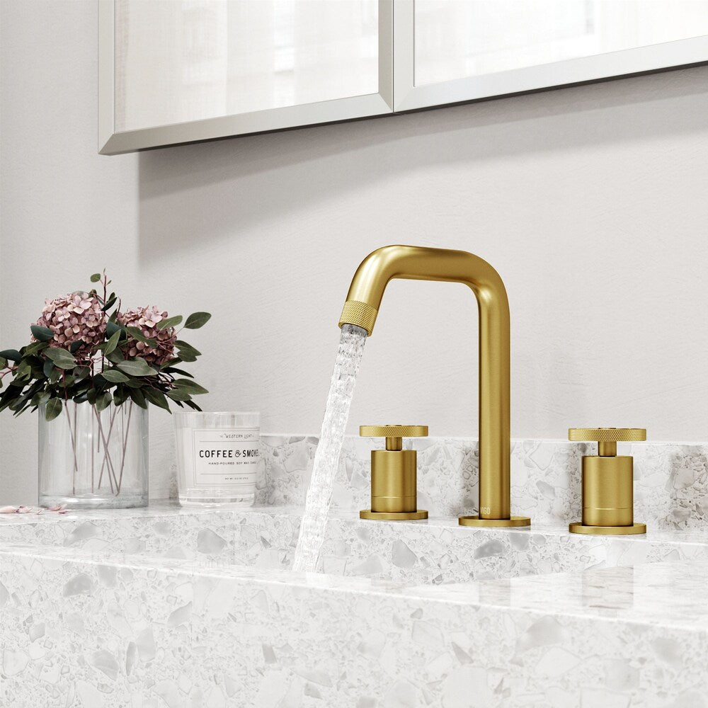 Cass 10" W Widespread 2-Handle Bathroom Faucet in Matte Brushed Gold
