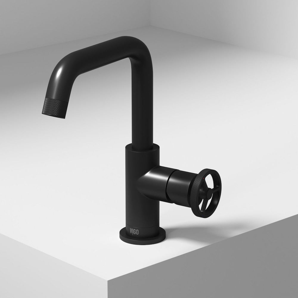 Cass Oblique Single Hole Single-Handle Bathroom Faucet in Matte Black