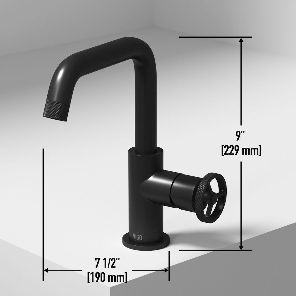 Cass Oblique Single Hole Single-Handle Bathroom Faucet in Matte Black