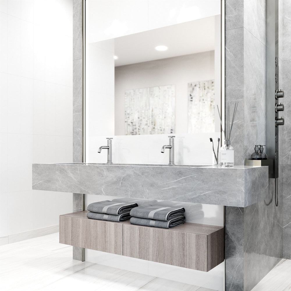 Robinet de salle de bain monotrou à poignée unique Pinnacle de Ruxton en nickel brossé