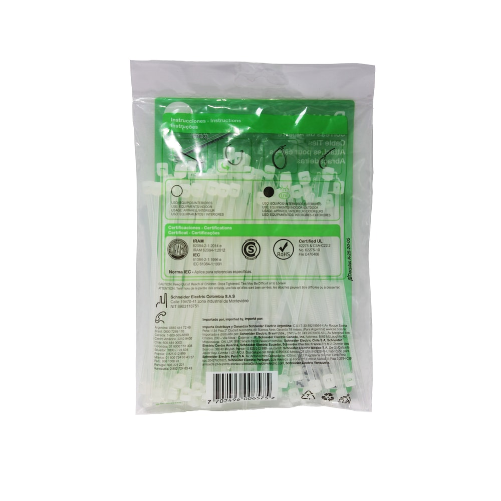 Collier de serrage robuste Dexson 10 cm x 2,5 mm, blanc (lot de 100)