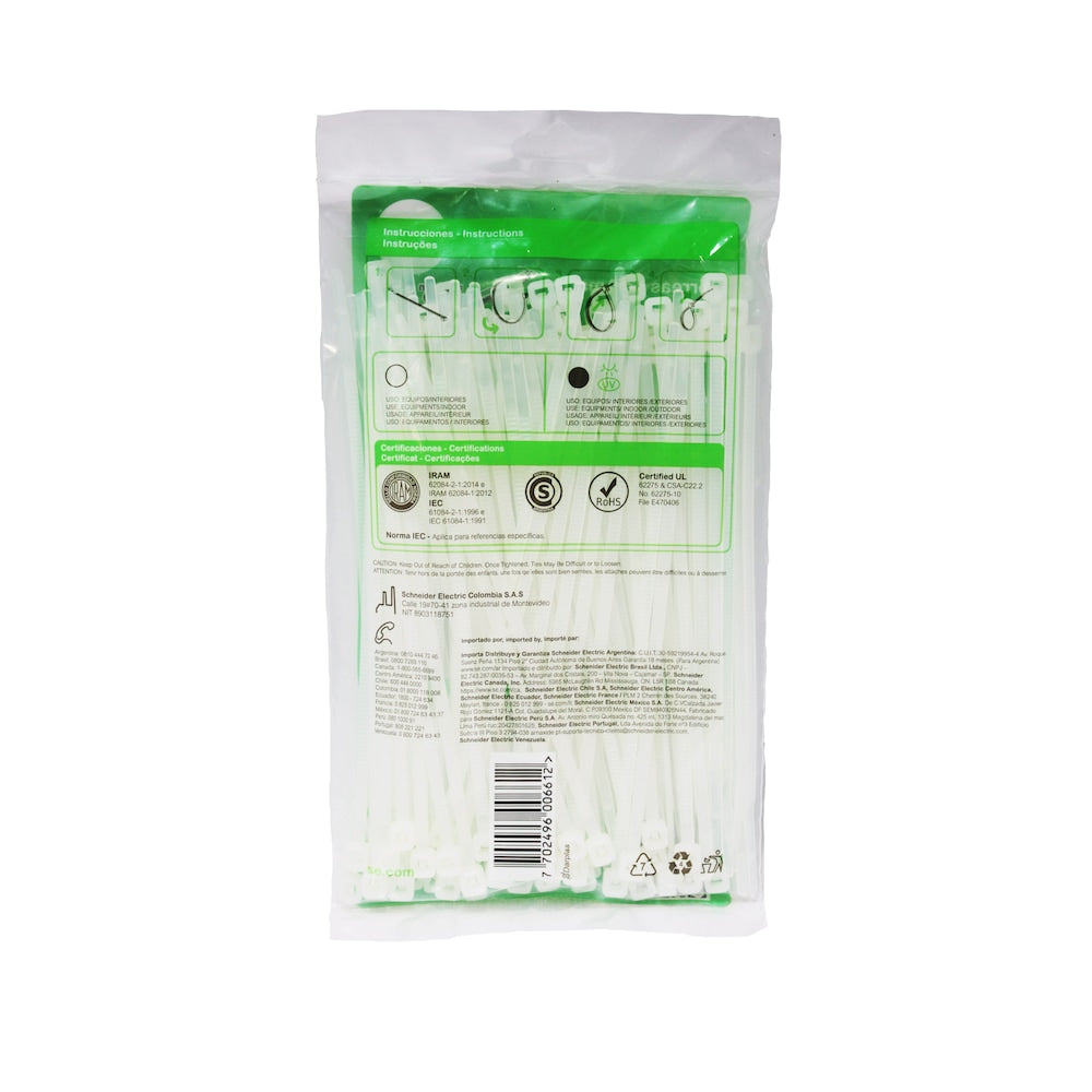 Attaches de câble robustes Dexson 15 cm x 3,2 mm, blanc (paquet de 100)