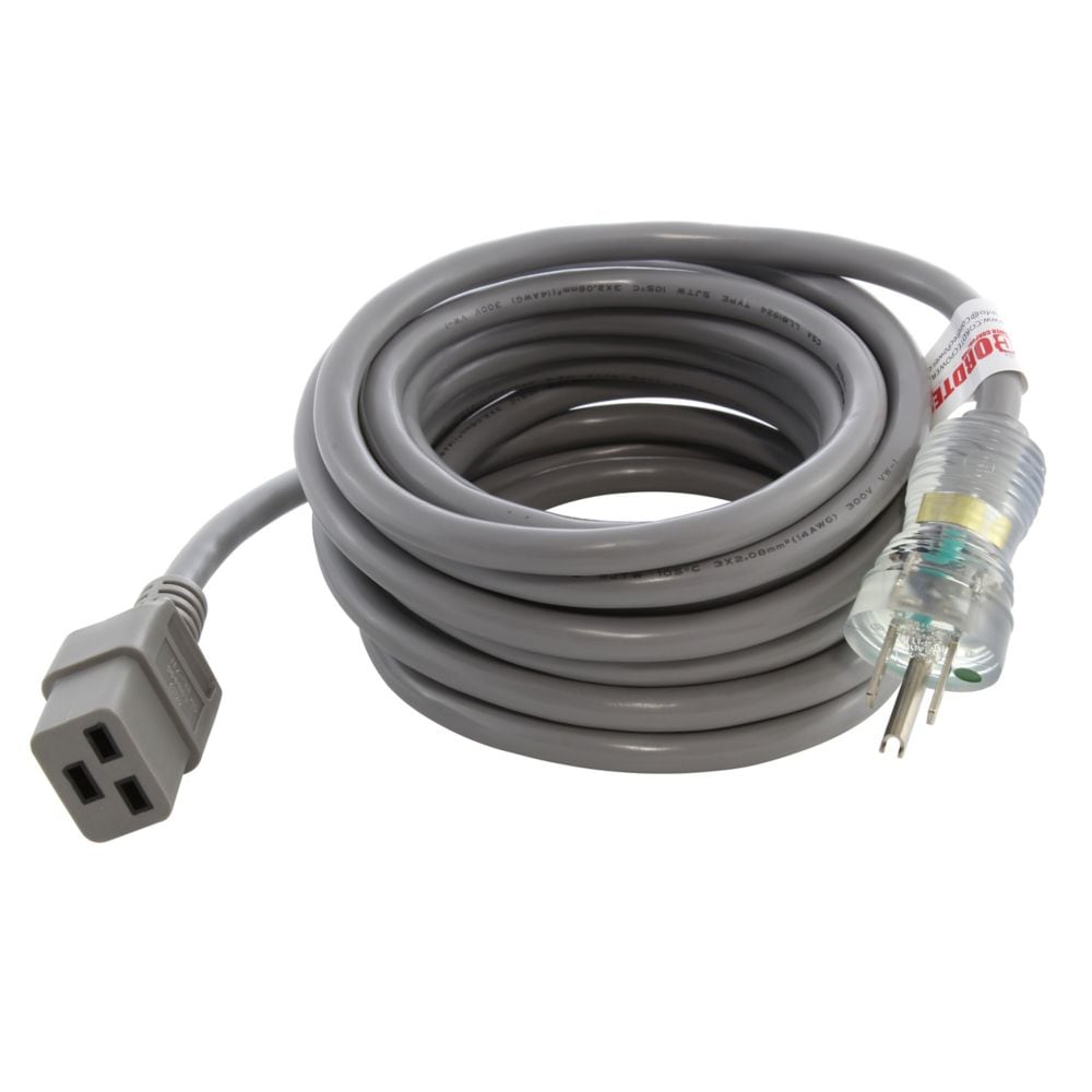 20ft. 14/3 15A Medical Grade Power Cord With IEC C19 Connector