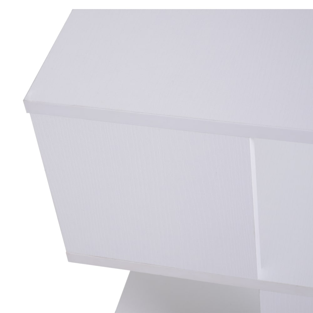 Table d'appoint carrée moderne à 2 niveaux pour café, étagère de rangement pour salon, blanche