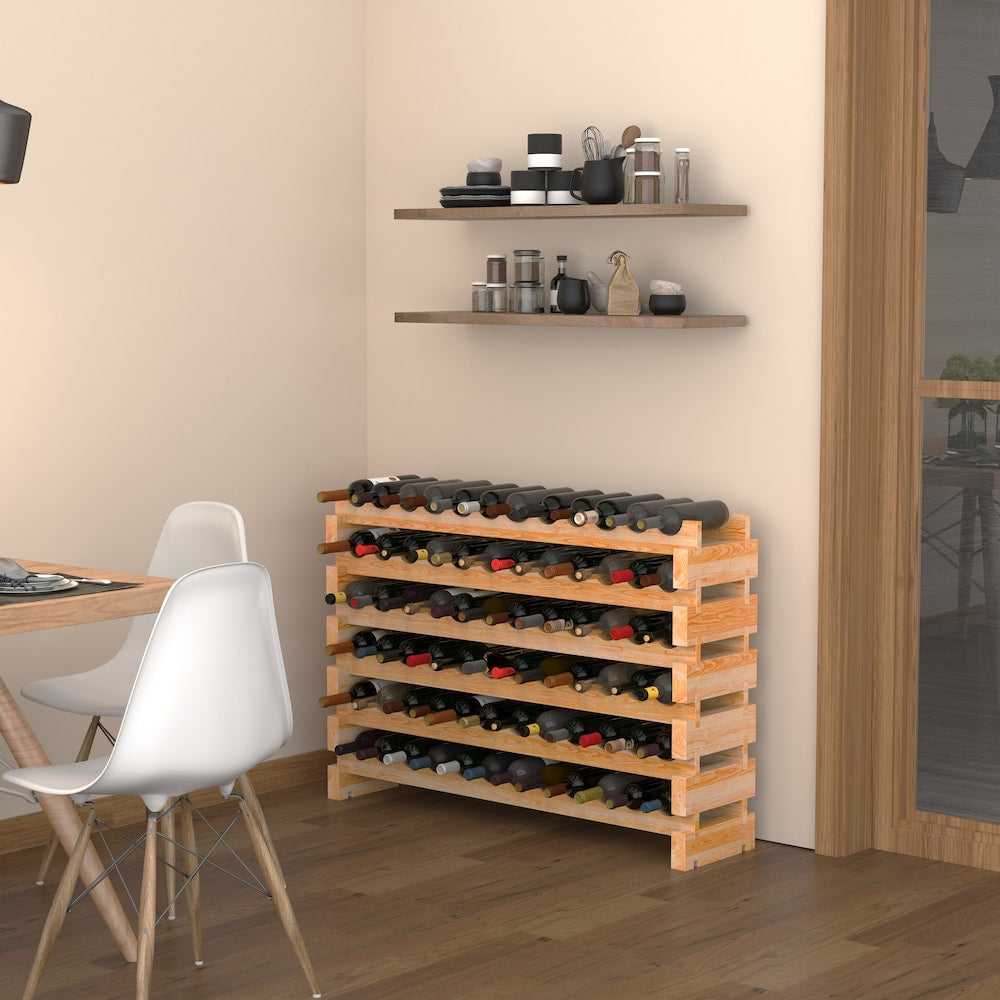 Wood Wine Rack Display 72 Bottles Holder Storage Stand 6-Tier Shelves Wooden